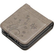 Mays Home1 Samsung Galaxy Z Flip6 Manyetik Kapatma Bilek Kayışı Pu Kart Için Flip Case (Yurt Dışından)