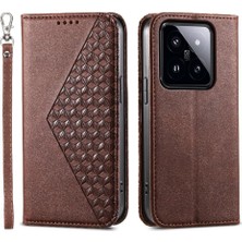 Mays Home1 Xiaomi 14 Pro Için Flip Case El Kayışı Standı Eşkenar Dörtgen Şekli Günlük Kullanım Cüzdan (Yurt Dışından)