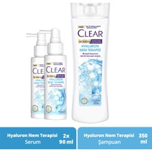 Clear Women Şampuan Hyaluron Nem Terapisi 350 ml + Clear Women Serum Hyaluron Nem Terapisi 90 ml X2