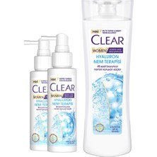 Clear Women Şampuan Hyaluron Nem Terapisi 350 ml + Clear Women Serum Hyaluron Nem Terapisi 90 ml X2