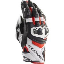 Clover RSC-4 Korumalı Motosiklet Eldiveni Siyah  Beyaz  Kırmızı