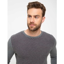 Pierre Cardin Erkek Gri Melanj Slim Fit Bisiklet Yaka Triko Kazak 50209921-VR086