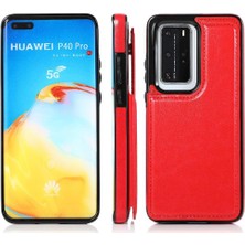 Bdt Shop Cüzdan Kılıf Için Huawei P40 Pro Çift Manyetik Toka Kart Yuvaları Pu ile (Yurt Dışından)