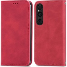 Bdt Shop Sony Xperia 1 V Için Flip Case Darbeye Basit Iş Deri Kılıf (Yurt Dışından)