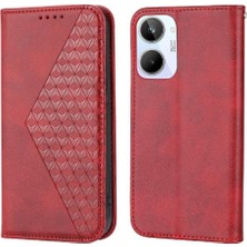 Bdt Shop Realme 10 4g Günlük Kullanım Için Flip Case Cüzdan Standı Eşkenar Dörtgen Şekli El Kayışı (Yurt Dışından)