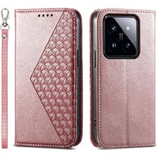 Bdt Shop Xiaomi 14 Pro Için Flip Case El Kayışı Standı Eşkenar Dörtgen Şekli Günlük Kullanım Cüzdan (Yurt Dışından)