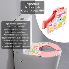 Meleni Baby 4 Parça Bebek Tuvalet Alıştırma Seti, Taşınabilir Klozet Adaptörü ve Bebek Tuvalet Seti-Pembe