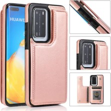 Bdt Shop Cüzdan Kılıf Için Huawei P40 Pro Çift Manyetik Toka Kart Yuvaları Pu ile (Yurt Dışından)