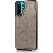 Bdt Shop Huawei P30 Desen Çiçek Çift Düğmeler Için Kart Tutucu Kılıf ile Cüzdan (Yurt Dışından)