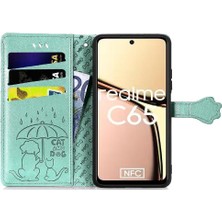 Bdt Shop Realme C65 Için Flip Case Kısa Kayış Kapak Kapak Karikatür Hayvanlar Deri (Yurt Dışından)