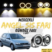 ŞüsCarOto Aksesuar Opel Corsa C 2000-2006 Uyumlu Üniversal Mercekli Angel Sis Farı Metal Su Geçirmez 76 mm Sarı Halkalı Gündüz Farı Angel Eyes 2 Adet