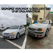 ŞüsCarOto Aksesuar Opel Corsa C 2000-2006 Uyumlu Üniversal Mercekli Angel Sis Farı Metal Su Geçirmez 76 mm Sarı Halkalı Gündüz Farı Angel Eyes 2 Adet