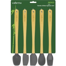 Valletta 5'li Gri Bambu Silikon Spatula Seti Uzun 26 cm