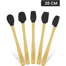 Valletta 5 Li Siyah Bambu Silikon Spatula Seti Uzun 26 cm