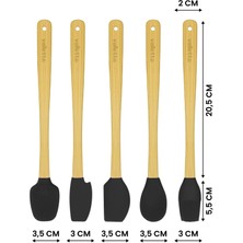 Valletta 5 Li Siyah Bambu Silikon Spatula Seti Uzun 26 cm