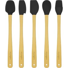 Valletta 5 Li Siyah Bambu Silikon Spatula Seti Uzun 26 cm