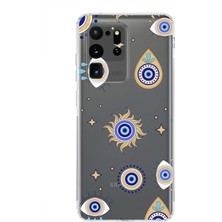 Printify Samsung Galaxy S20 Ultra ile Uyumlu 1mm Slim Fit Nazar Boncuğu 5 Baskılı Şeffaf Silikon Kılıf