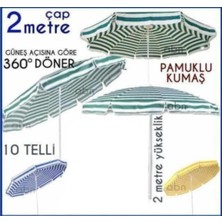 abnturk  Türk Malı Pamuklu Kumaş Büyük Boy Açı Verilen 2 mt Şemsiye Bahçe,balkon,plaj Şemsiyesi