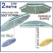 abnturk  Türk Malı Pamuklu Kumaş Büyük Boy Açı Verilen 2 mt Şemsiye Bahçe,balkon,plaj Şemsiyesi