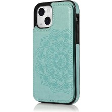 Bdt Shop IPhone 13 Için Kart Tutucu Kılıf ile Cüzdan Kabartmalı Mandala Pu Deri (Yurt Dışından)