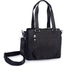 Nas Bag Kadın Su Geçirmez ve Ultra Hafif Üç Gözlü Geniş Hacimli Omuz ve Çapraz Çanta Siyah