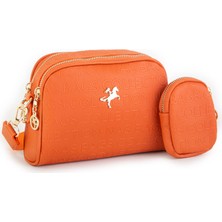 Nas Bag Kadın Mini Çapraz Çantası Turuncu Gofraj