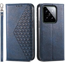 BDT Boutique Xiaomi 14 Günlük Kullanım Için Flip Case Eşkenar Dörtgen Şekli El Kayışı Standı Cüzdan (Yurt Dışından)