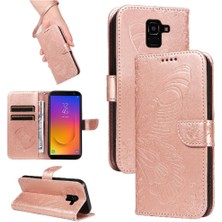 BDT Boutique Samsung Galaxy J6 2018 Için Flip Case Ayrılabilir El Kayışı Kabartmalı Yüksek (Yurt Dışından)