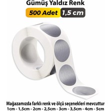 Sticker Design Gümüş Yaldız Renkli Etiket Çok Amaçlı Yuvarlak Kesim Ambalaj Etiketi 1,5cm - 500 Adet