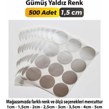 Sticker Design Gümüş Yaldız Renkli Etiket Çok Amaçlı Yuvarlak Kesim Ambalaj Etiketi 1,5cm - 500 Adet