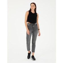 Pierre Cardin Kadın Antrasit Mom High Waist Fit Jean Pantolon 50284091-VR006