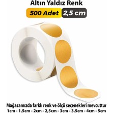 Sticker Design Altın Yaldız Renkli Etiket Çok Amaçlı Yuvarlak Kesim Ambalaj Etiketi 2,5cm - 500 Adet