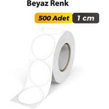 Sb Store Beyaz Renkli Etiket Çok Amaçlı Yuvarlak Kesim Ambalaj Etiketi 1cm - 500 Adet