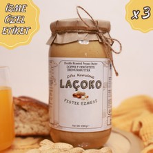 LAÇOKO 3 Kg İsme – Kişiye Özel Şekersiz, Saf, Katkısız Fıstık Ezmesi Glutensiz, Vegan, Doğal Çifte Kavrulmuş Yer Fıstığı Ezmesi (3 KG) Peanut Butter