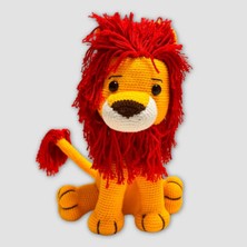 Uretti El Yapımı Amigurumi Aslan  28cm - Sarı / Kırmızı