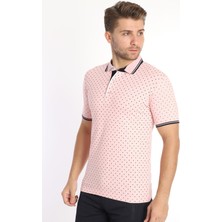 Piyera Erkek Pembe Amerikan Pike Kumaş Puantiye Model Polo Yaka Kısa Kol T-Shirt - 13