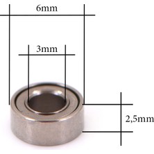 Teknogöz MR63ZZ Minyatür Rulman (3X6X2,5MM) 3D Yazıcı, Hobi Vs. 1 Adet