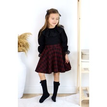 Parla Kids Kız Çocuk Black Rose Etek Gömlek Toka Takım