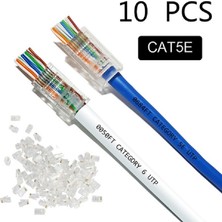 Ata Elektronik 10 Adet - Yeni Nesil Delikli Jak Cat5 Cat6 Cat7 RJ45 Jack  Kablo Ucu  Konnektör Uç Ez Plug