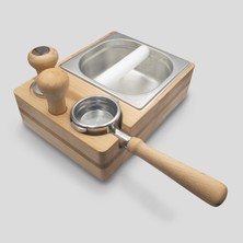 Craftwork Craftworkce 58MM. Ahşap Tamping Istasyonu ve Kahve Posa Kabı - Knockbox Set 4 In 1(Ceviz ve Gürgen Seçenekleriyle)