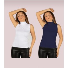 Mavimoure Kadın Sıfır Kol Yarım Balıkçı Likralı Esnek Badi 2li Body (2 Adet)