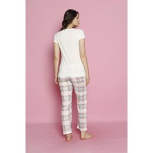 Hirazen Beyaz Brooklyn Yazılı Kısa Kollu Pijama Takımı
