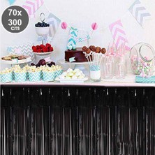 Parti Dükkanım Siyah Püsküllü Masa Eteği 70*300 cm