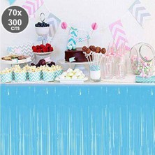 Parti Dükkanım Bebe Mavisi Püsküllü Masa Eteği 70*300 cm