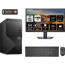 Dell Vostro 3020 Intel Core I5 13400 48GB 512GB SSD GT730/4GB 23.8" Fhd Monitör W11P N2046VDT3020MTU Masaüstü Bilgisayar & Per4 USB Bellek N2046VDT3020MTUMNT2442