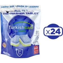 Turkishcare Hepsi 1 Arada 40 Lı Bulaşık Makinası Tableti x 24 Paket (960 Tablet)