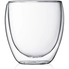 Kitchen Design Lab Yeni Tasarım Çift Cidarlı Borosilikat 250 ml Şeffaf Cam Bardak 4 Adet 2771