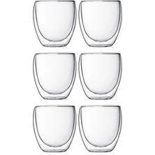Kitchen Design Lab Yeni Tasarım Çift Cidarlı Borosilikat 250 ml Şeffaf Cam Bardak 4 Adet 2771