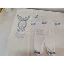 Minik Adımlar Isme Özel Nakışlı Bebek Battaniyesi ve Bebek Tulumu Isimli