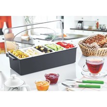 Kitchen Line Master 5 Bölmeli Kahvaltılık, Baharatlık, Reçellik Kahvaltı Seti Şeffaf Kapaklı